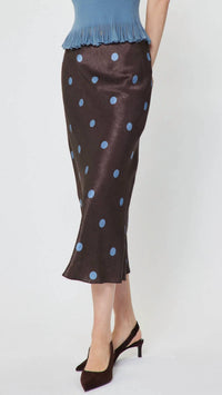 Current Air - All Over Polka Dot Silk Midi Skirt