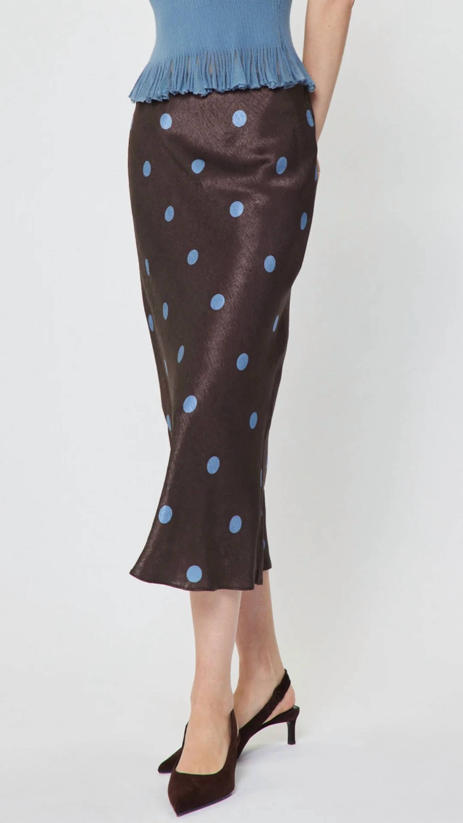 Current Air - All Over Polka Dot Silk Midi Skirt