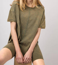 Very J - Washed Stretchy Knit Activewear Top & Shorts