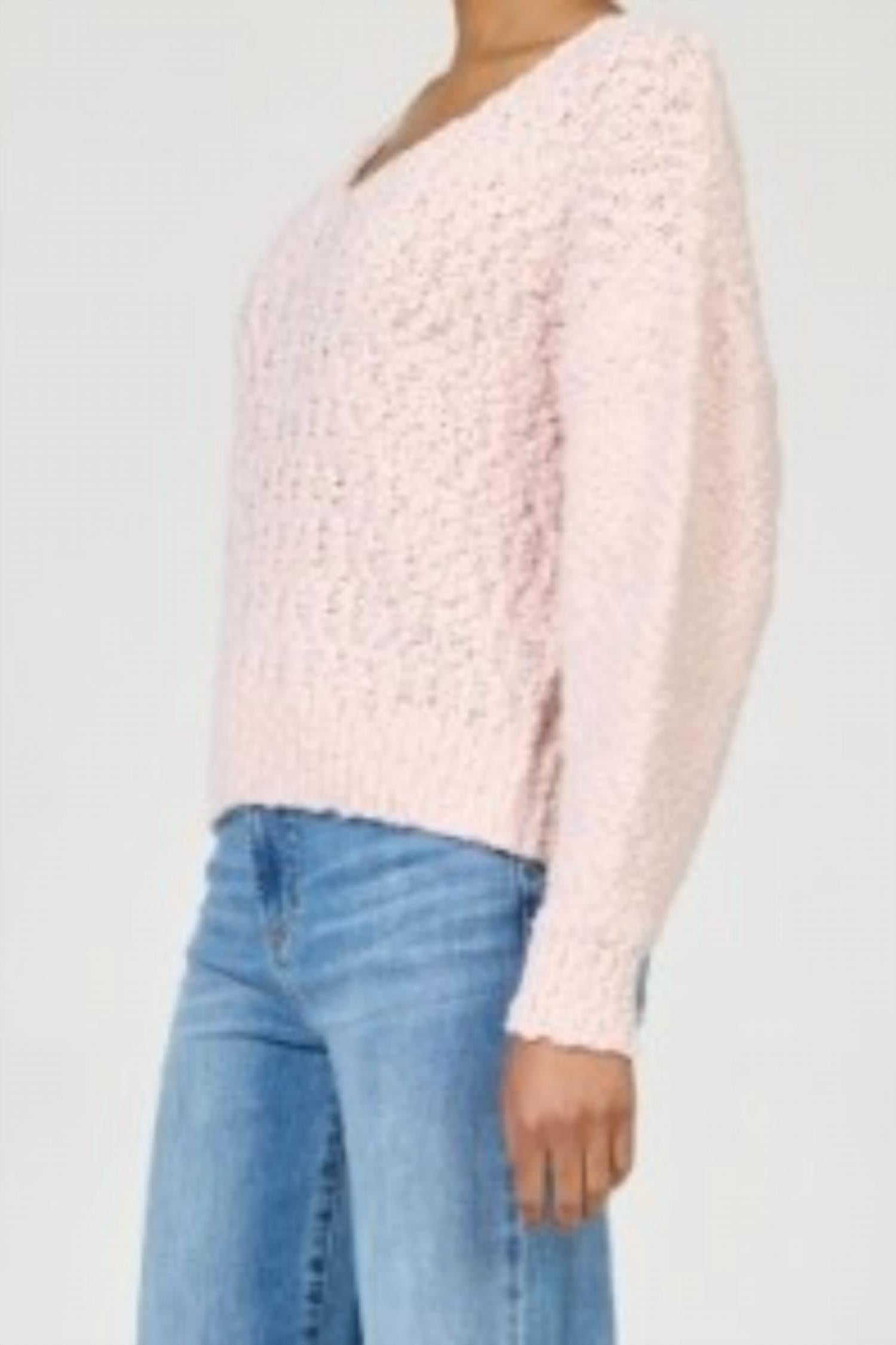 DEAR JOHN DENIM Women's Lexi V Neck Sweater Top in pale lilac - women's sweater - alternate view