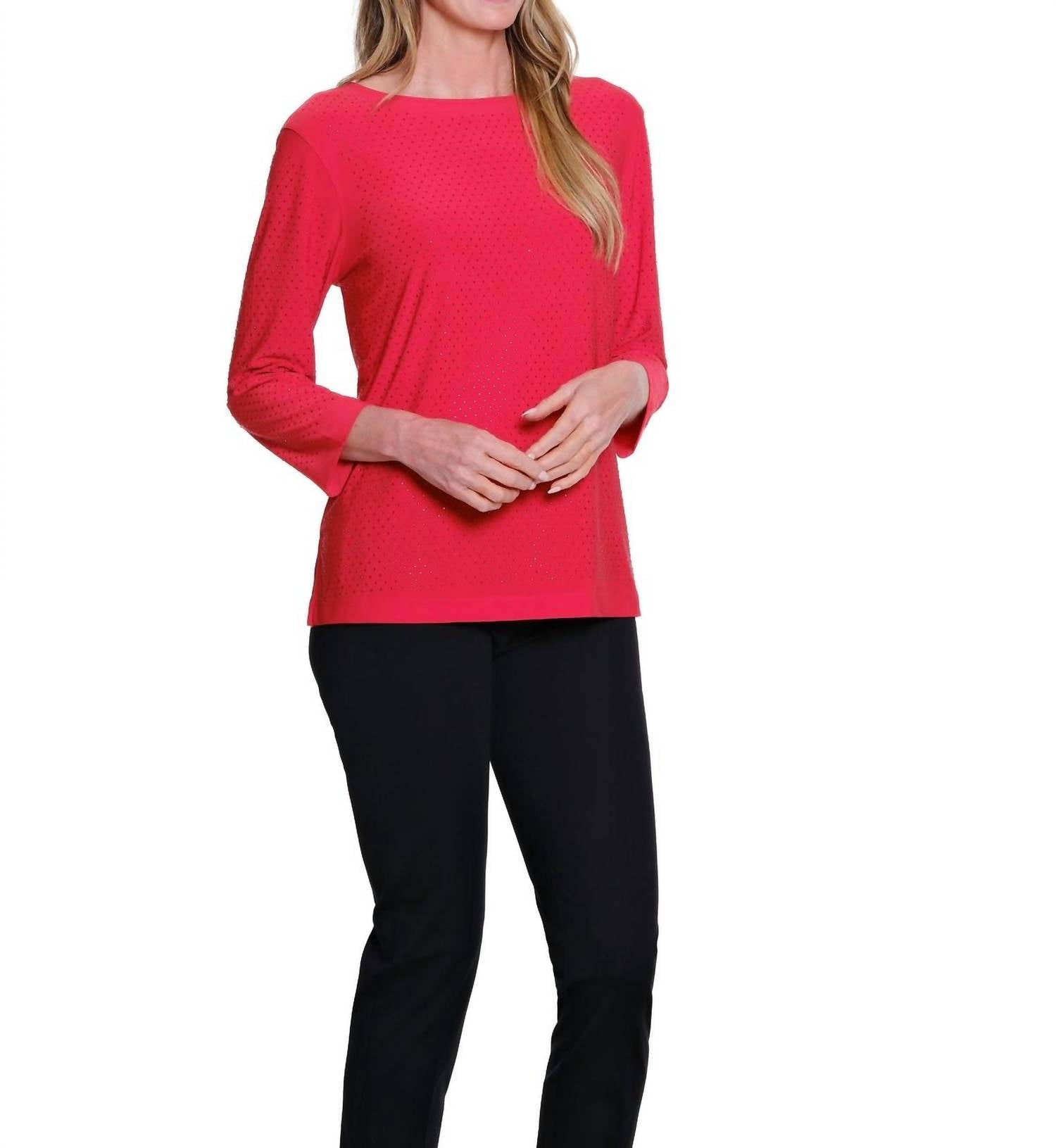 Multiples - High-neck Knit Shimmer Top