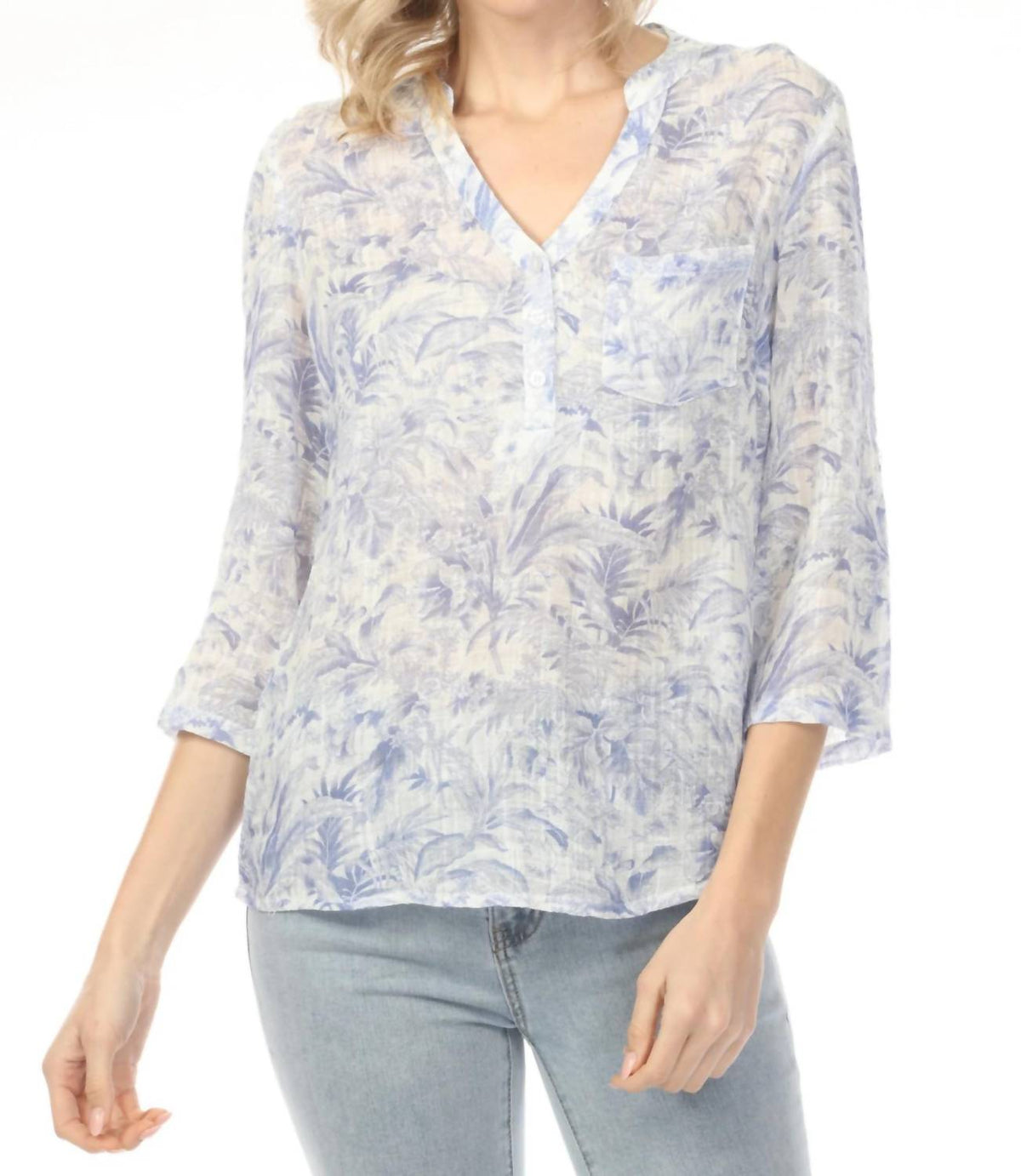 Charlie B - Printed Roll-up Sleeve Blouse