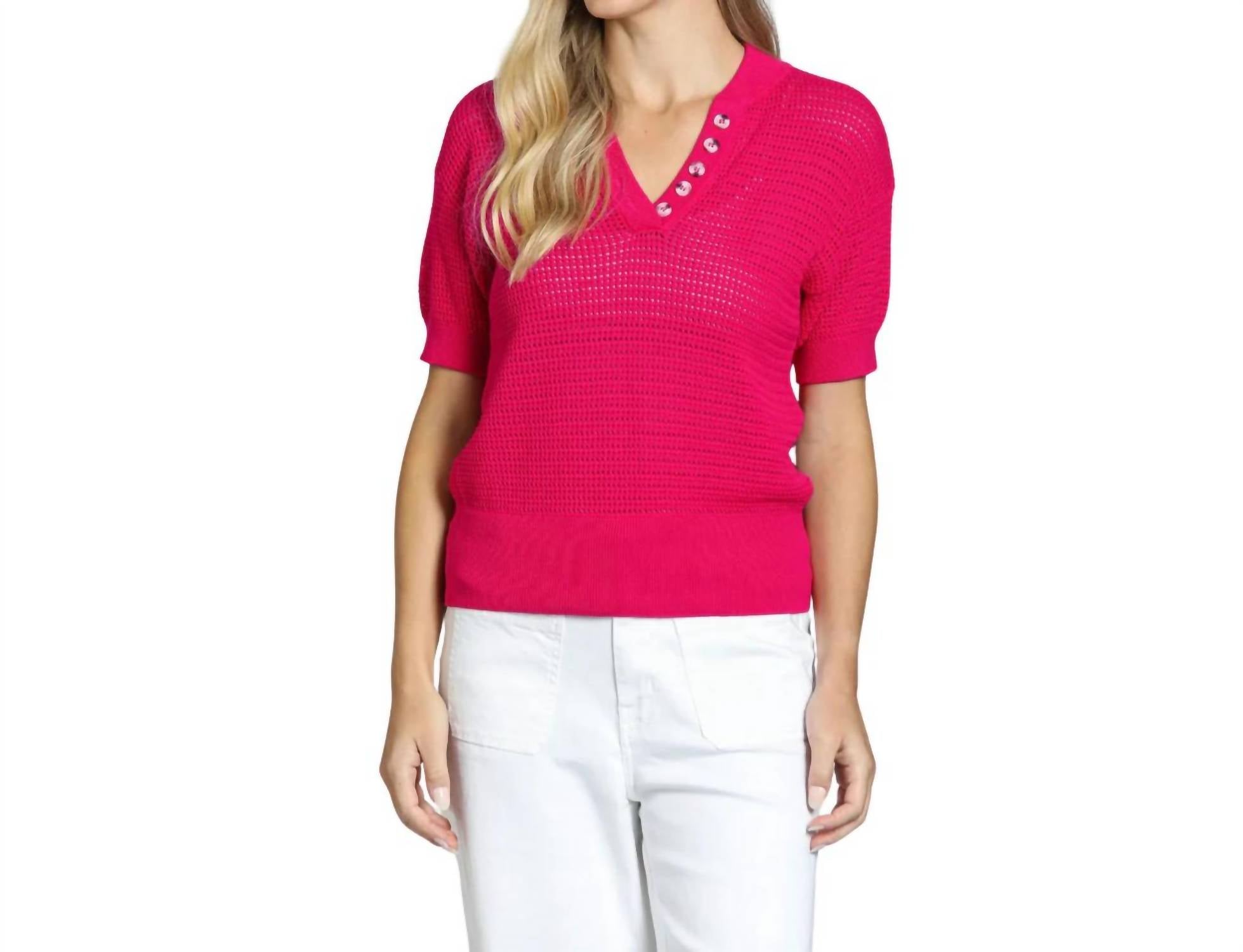 Apny - Women's Open Knit Polo