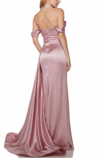 Alyce Paris - Long Off The Shoulder Satin Gown