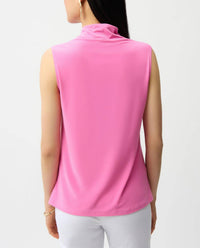Joseph Ribkoff Silky Knit Sleeveless V-neck Trapeze Top in pink sherbert - women's tank top - detail view