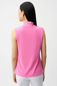 Joseph Ribkoff Silky Knit Sleeveless V-neck Trapeze Top in pink sherbert - women's tank top - alternate view