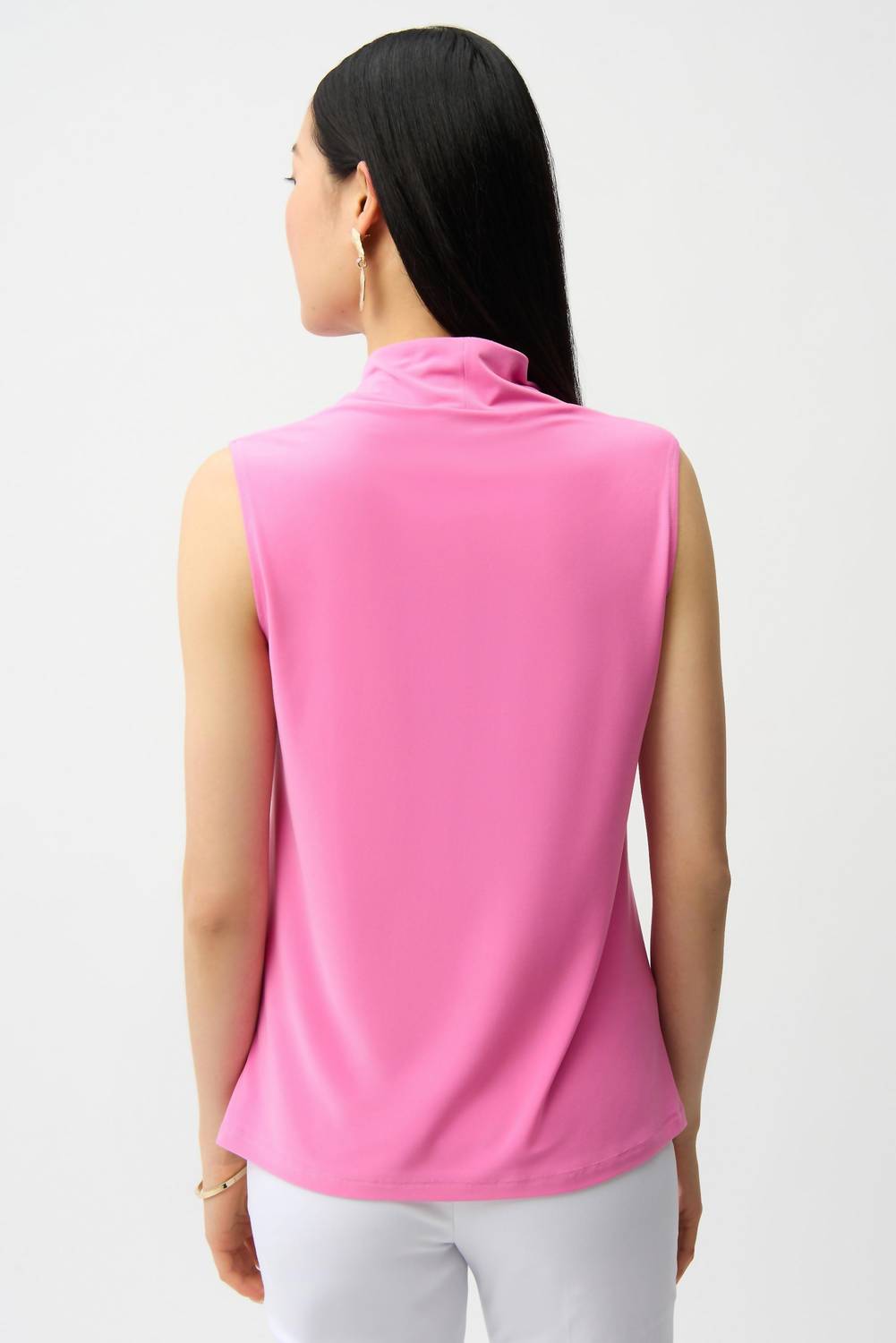 Joseph Ribkoff Silky Knit Sleeveless V-neck Trapeze Top in pink sherbert - women's tank top - alternate view