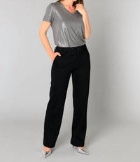 yest Belinda Straight Leg Trouser in black - women's pants - alternate view