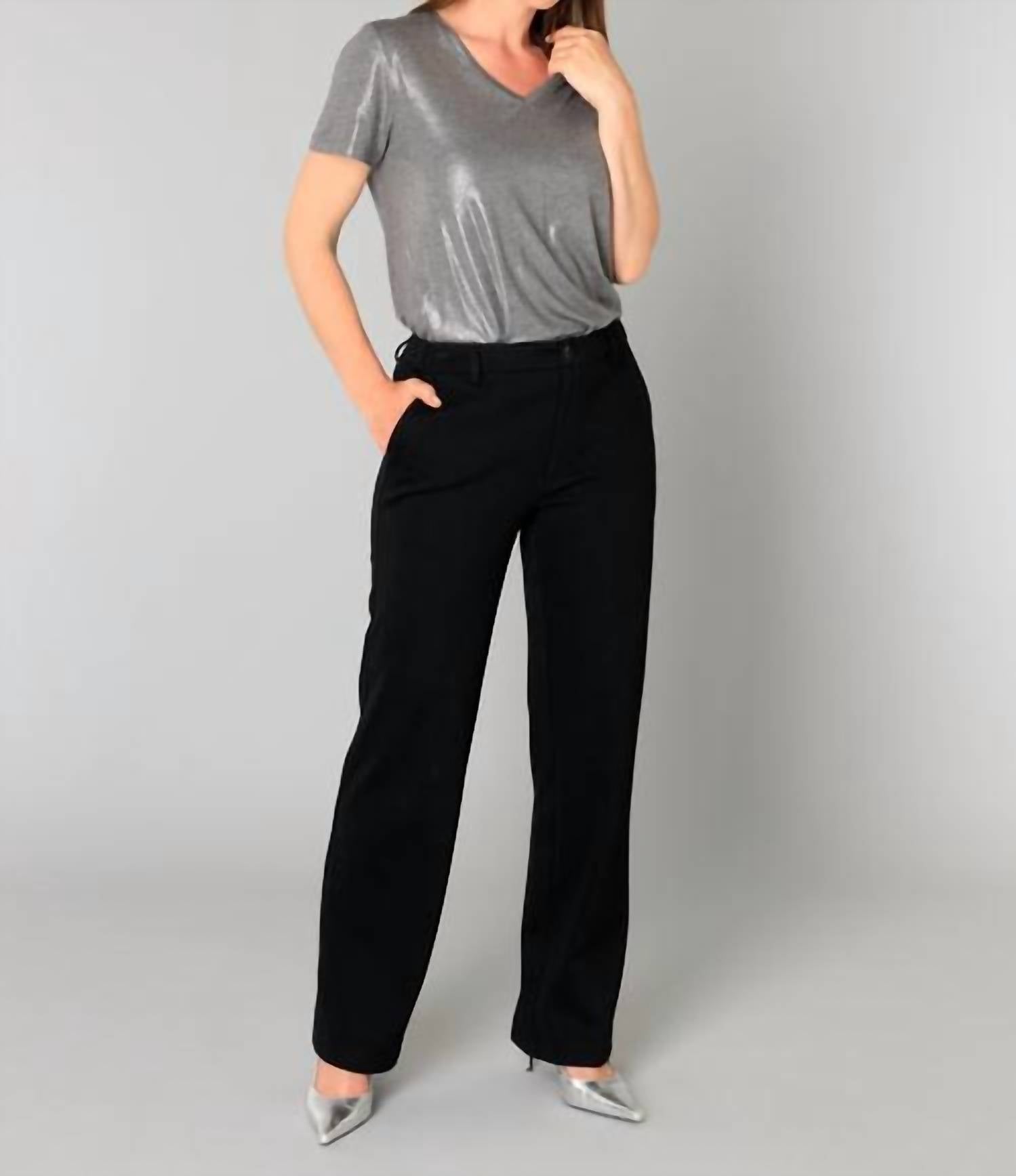 yest Belinda Straight Leg Trouser in black - women's pants - alternate view