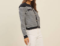 Able - Scalloped Stripe Cardigan