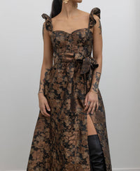 Collective - Floral Jacquard Corset Midi Dress