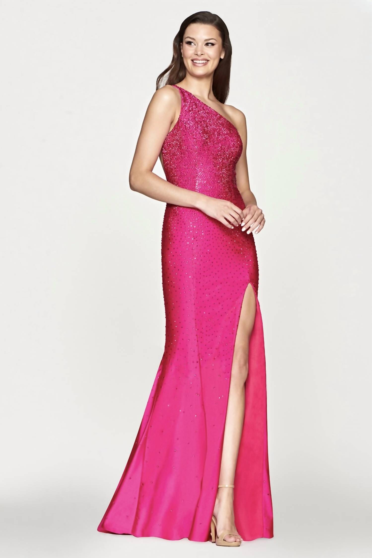 Faviana - Long Hotstone One Shoulder Maxi Dress