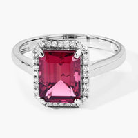 Diana M Jewels Women's Octagon Natural Rubellite Fashion Ring (2.75 Ct) - Signature in 14k white gold - women's jewelry