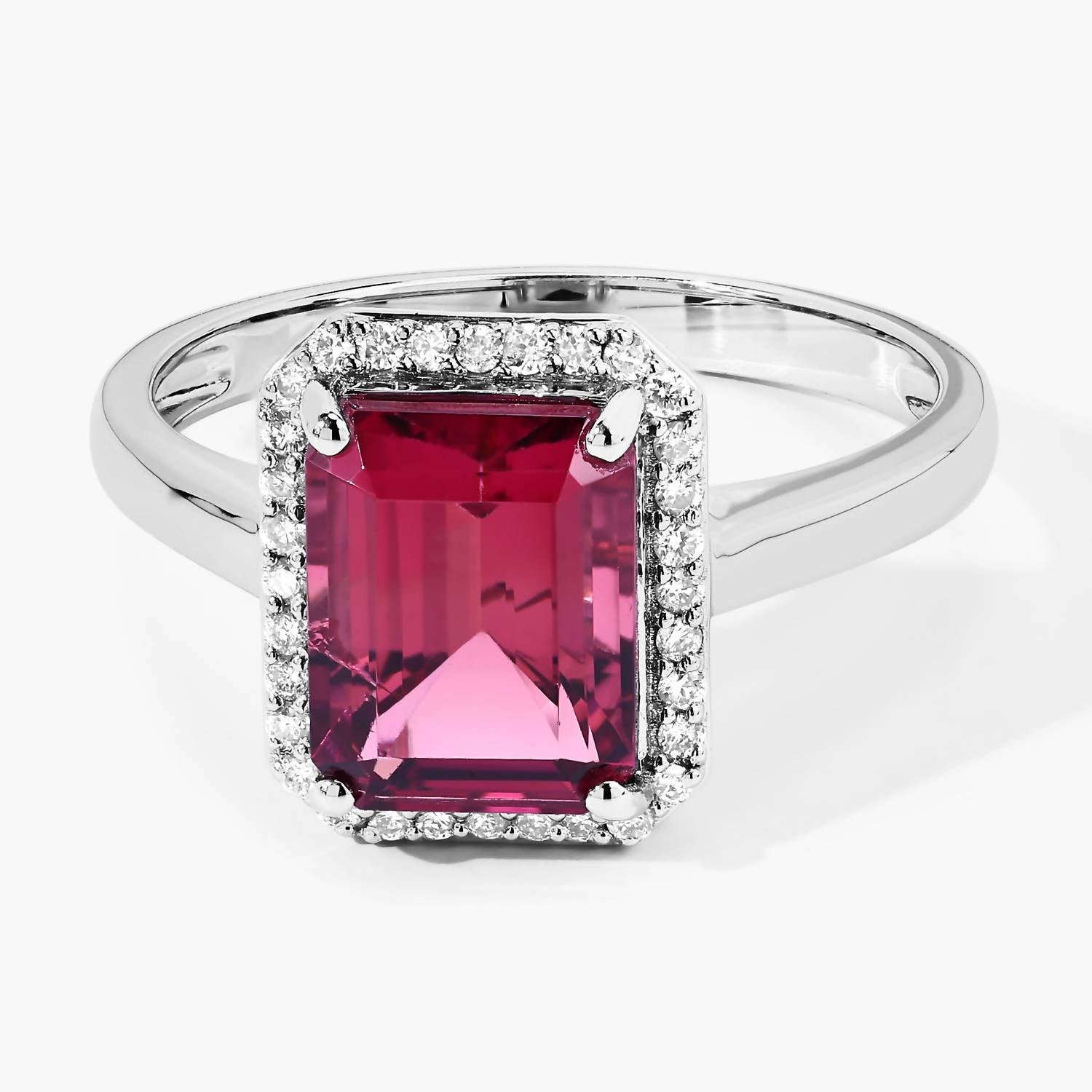 Diana M Jewels Women's Octagon Natural Rubellite Fashion Ring (2.75 Ct) - Signature in 14k white gold - women's jewelry