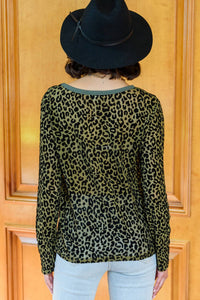 Kori - Contrasting Round Animal Print Top