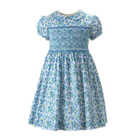Rachel Riley - Girl's Forget Me Not Puff Sleeved Smocked Dress