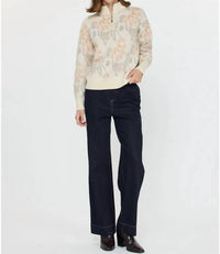 Current Air - Jacquard Floral Half-Zip Sweater
