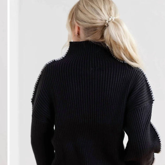 Elan - Stitch Mock Neck Sweater