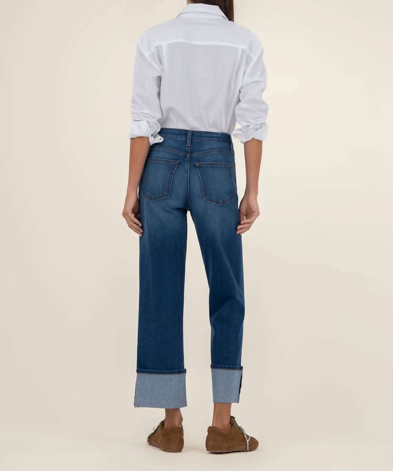 KUT FROM THE KLOTH Sienna High Rise Straight Leg Jeans in dark wash - women's jeans - detail view