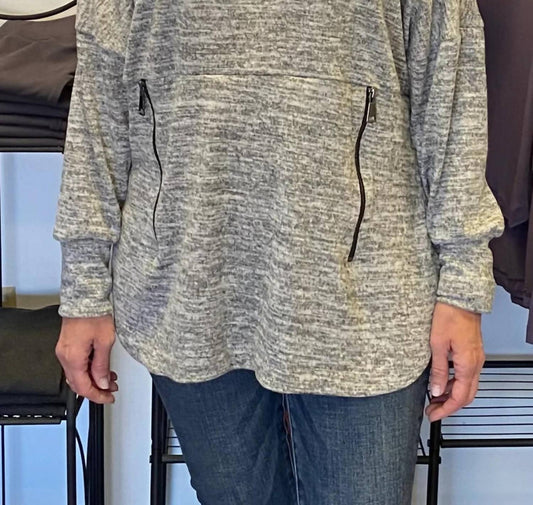 Ariella - High Neck Zipper Detail Top