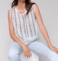 Charlie B - Sleeveless Floral Border Crochet Top