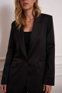 Attentif - Satin Blazer With Shoulder Pads