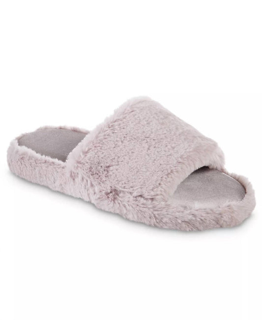 Isotoner - Women's Faux Fur and Satin Tabby Slipper