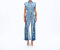 Bayeas - Floral Embroidery Flare Jean