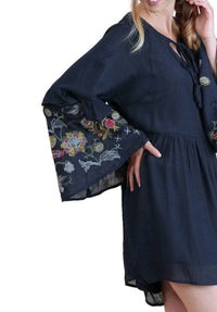 Umgee - Ruffled Embroidered Keyhole Dress