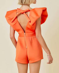 Day + Moon - Final Scuba V-neck Ruffle Sleeve Romper
