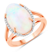 Diana M Jewels Women's Oval Natural Ethiopian Opal Fashion Ring (3.28 Ct) - Signature Plus in 14k rose gold - women's jewelry