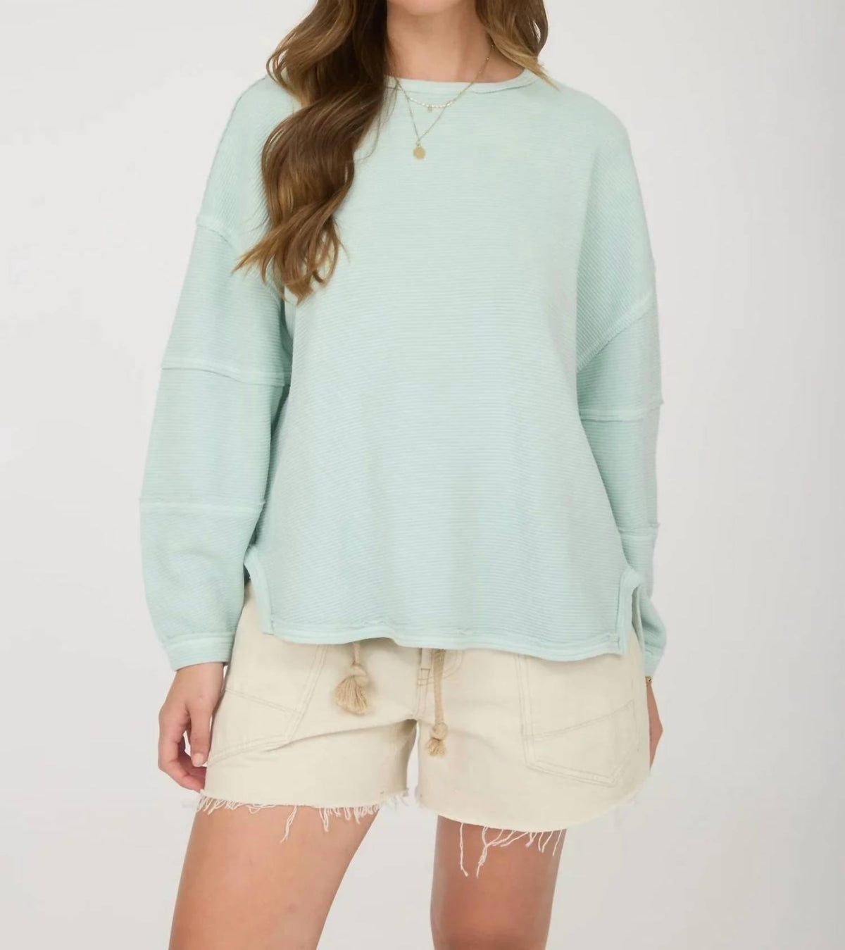Blu Pepper - Seam Detail Long Sleeve Knit Top