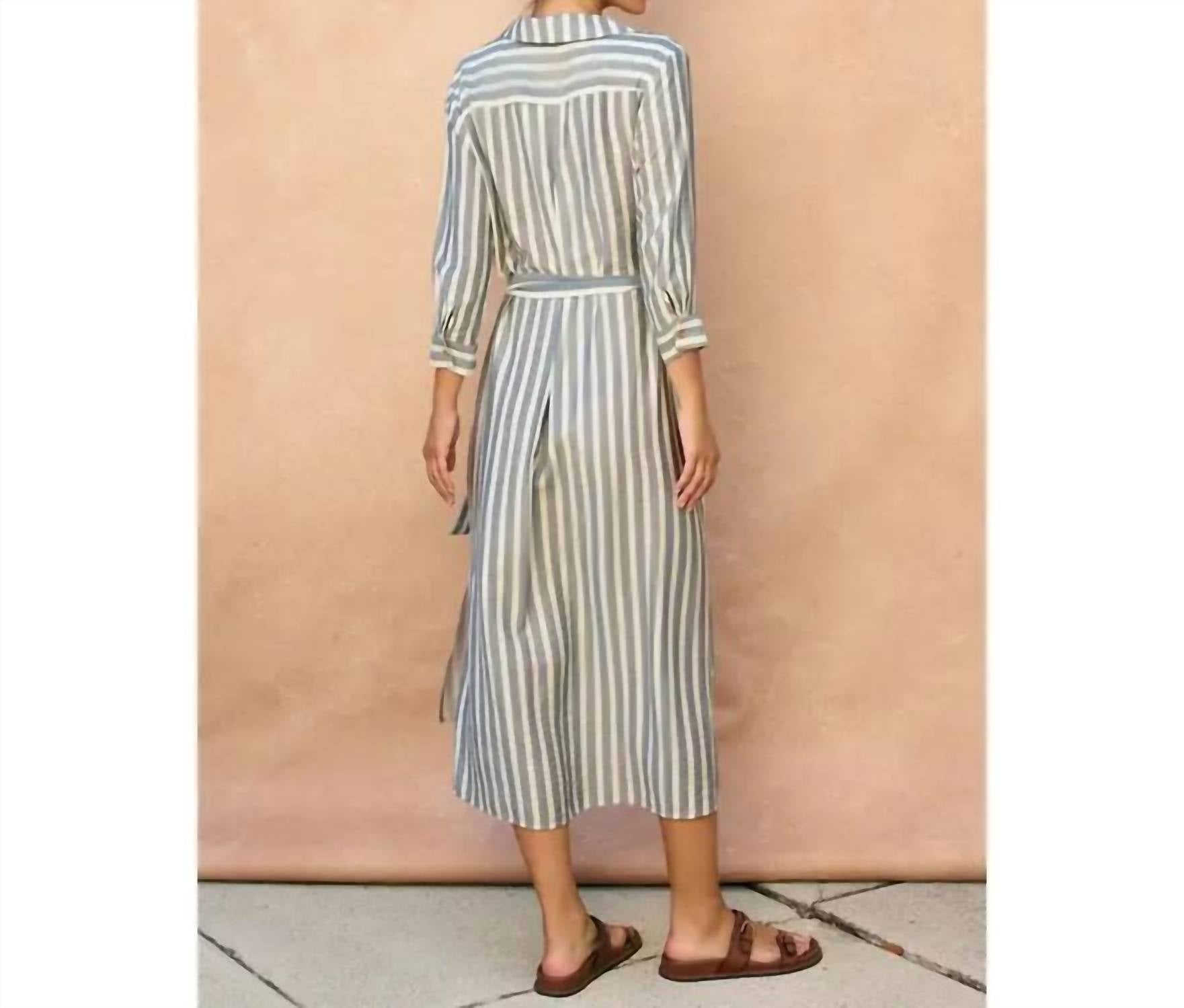 Dress Forum - Nautical Stripe Belted Maxi Shirt Dress