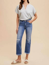 Anniewear - Distressed Straight Leg Jeans