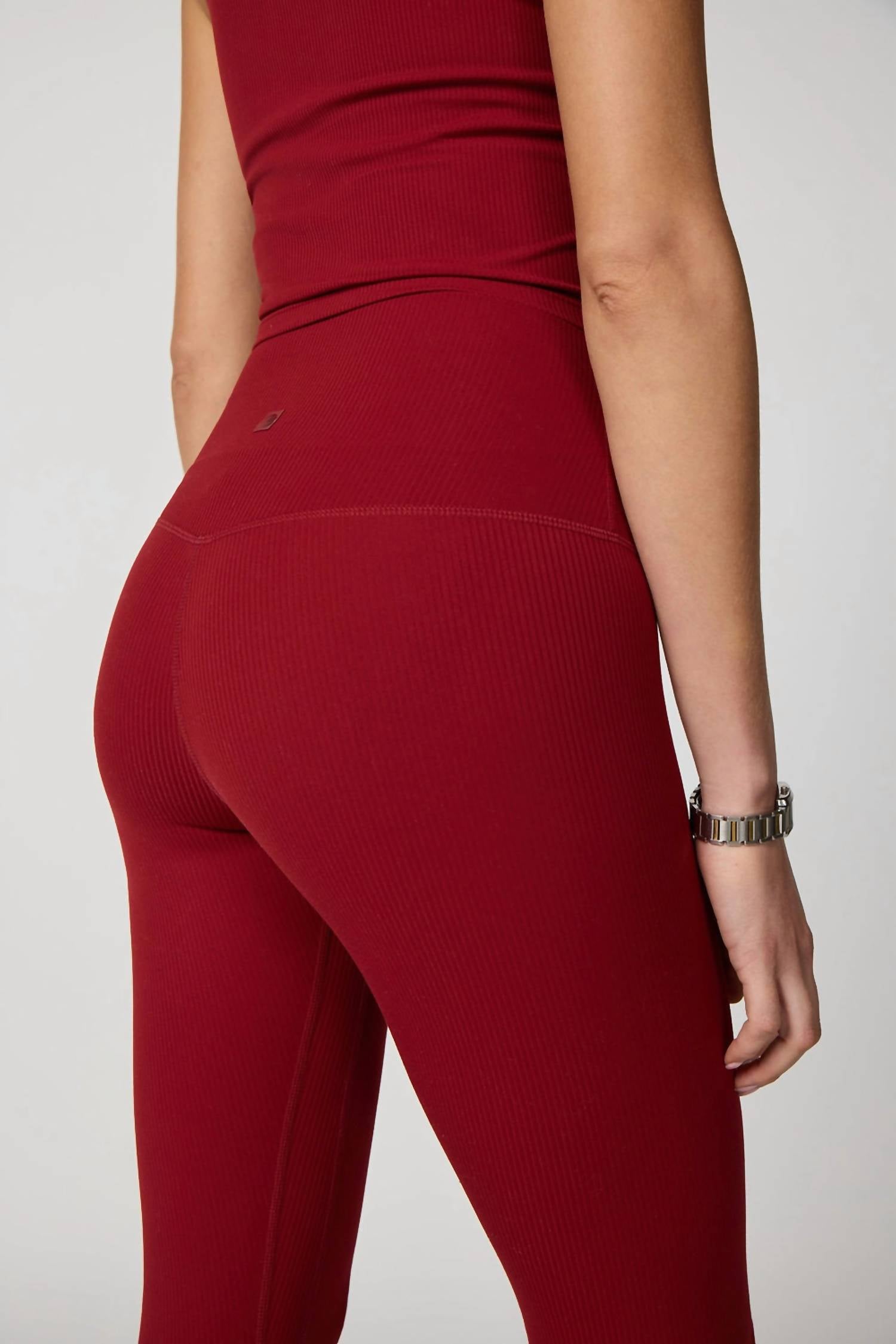 MPG Sport Ribbed Leggings in merlot - women's pants - view 5