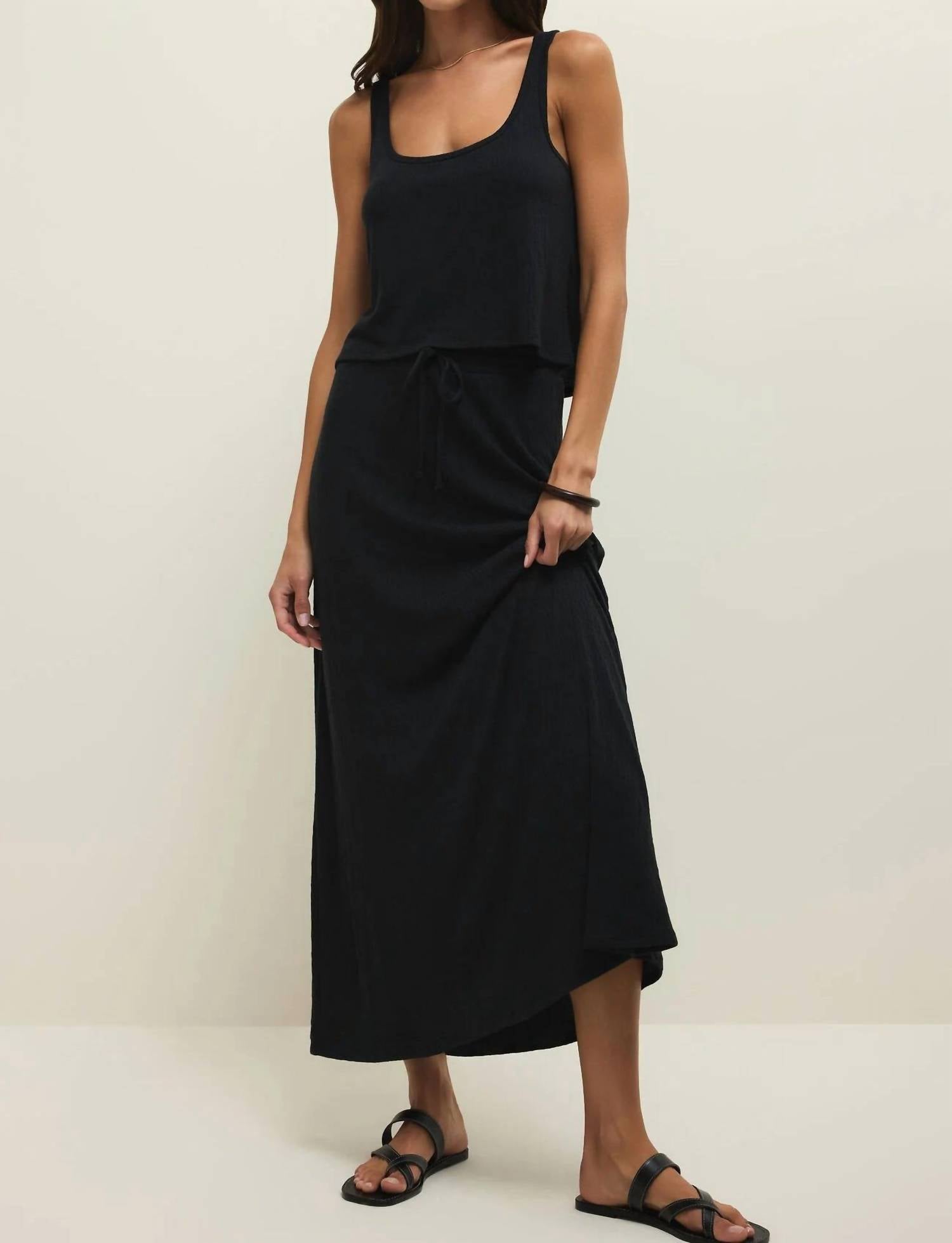 Z Supply Joanna Textured Knit Cropped Tank in black - women's shirt - view 4