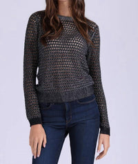 Minnie Rose - Cotton Cashmere Plaited Mesh Studded Crew Sweater