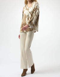 Joseph Ribkoff - Abstract Zip V-neck Satin Top