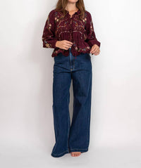 SEA Edwina Top in burgundy - women's blouse
