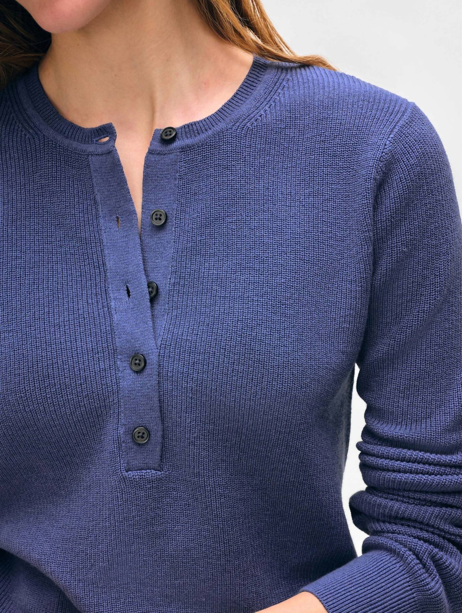 White + Warren - Cotton Ribbed Henley Top