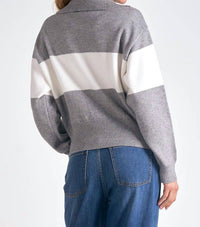 Elan - Half Zip Striped Sweater Top