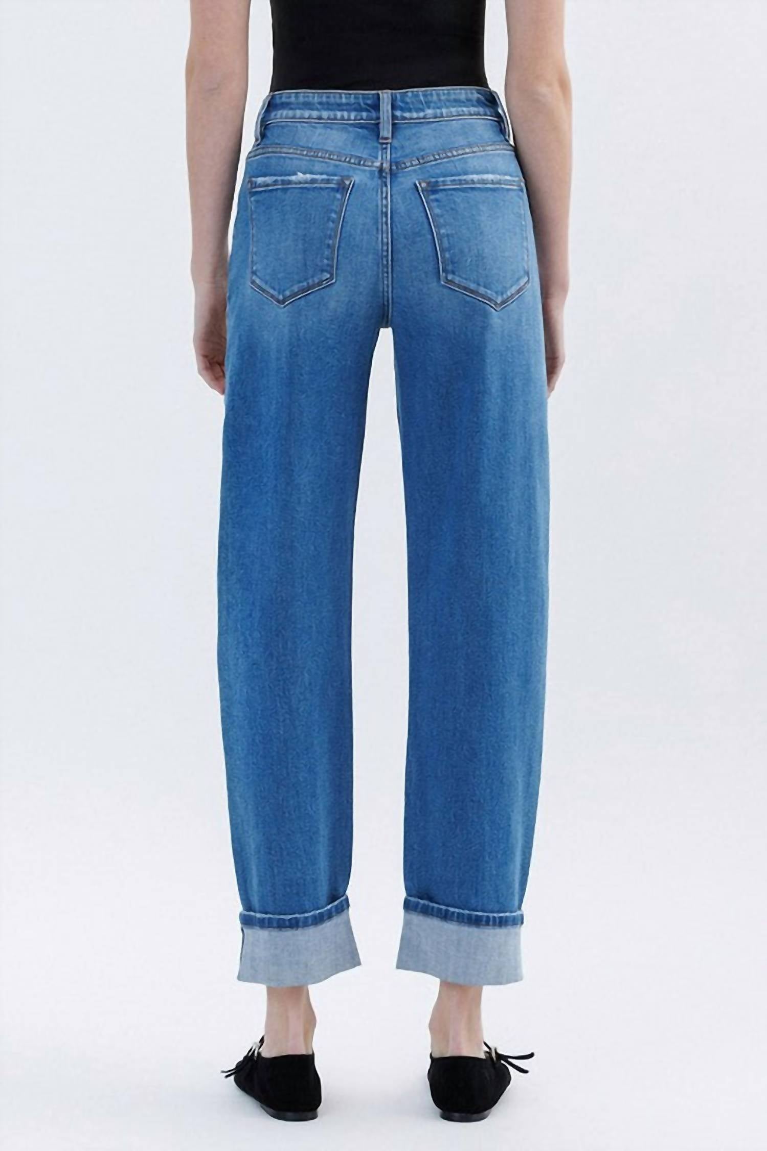VERVET BY FLYING MONKEY Kate High Rise Barrel Jeans in lullaby - women's jeans - detail view