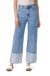 Habitual - Contrast Hem High Waist Wide Leg Jeans