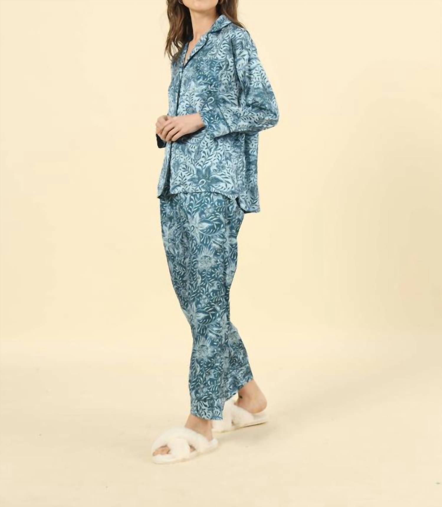 OMIKA Sophia Pajama Set in amaya lake - women's intimate - detail view
