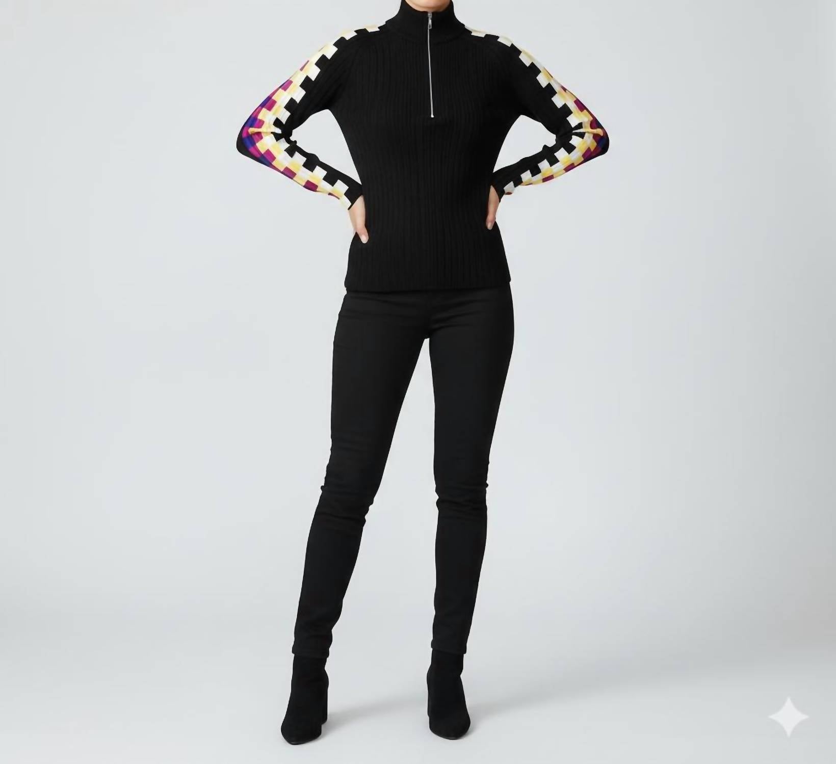 La Chic Designs - Ribbed Half-zip Knit Sweater