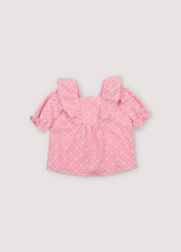 The New Society Girl's Isidora Blouse in hibiscus - kids' blouse