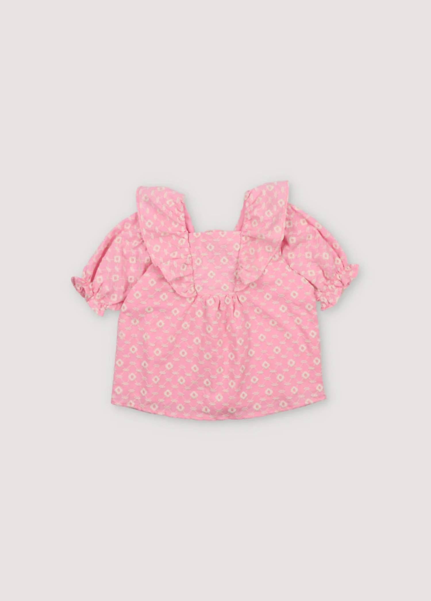 The New Society Girl's Isidora Blouse in hibiscus - kids' blouse