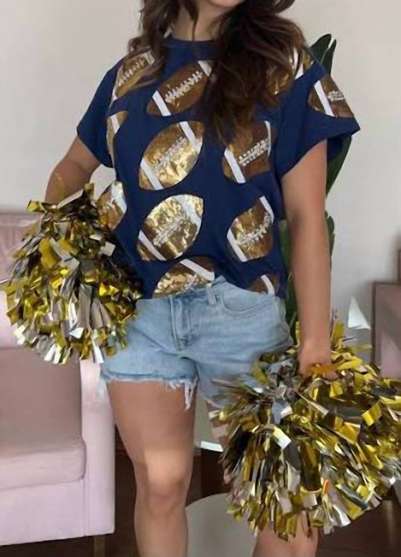 Queen Of Sparkles - Rhinestone Football Tee