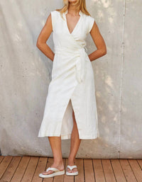 Crescent - Lelina Wrap Linen Midi Dress