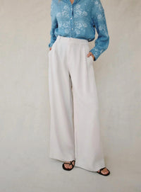 Bella Dahl Double Pleated Wide Leg High Waist Pants in ivory - women's pants